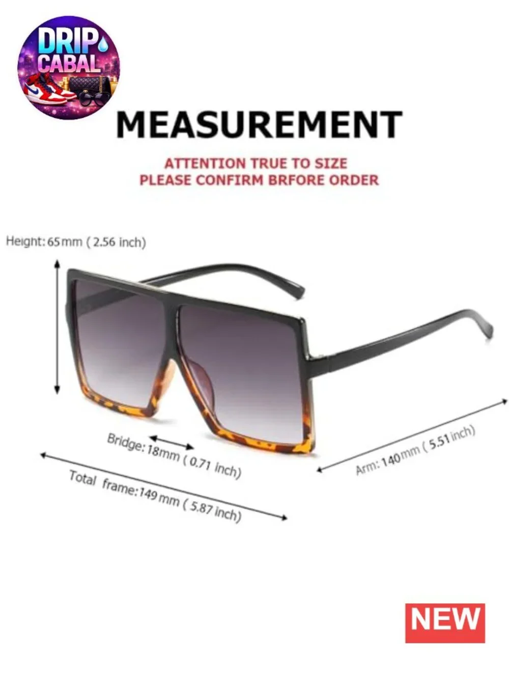 Oversized Square Sunglasses UV Protection Fashion Shades